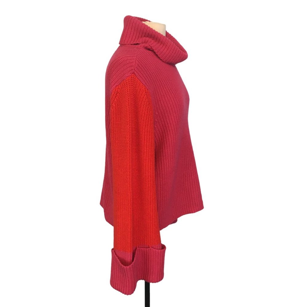 Sugar+Lips Pink Red Oversized Loose‎ Sleeves Pullover Turtleneck Sweater, S - Picture 5 of 10